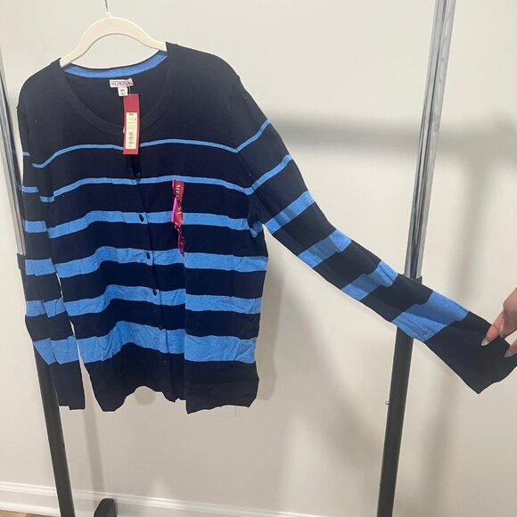 Stripe Pattern Navy Blue Sweater - Picture 4 of 6